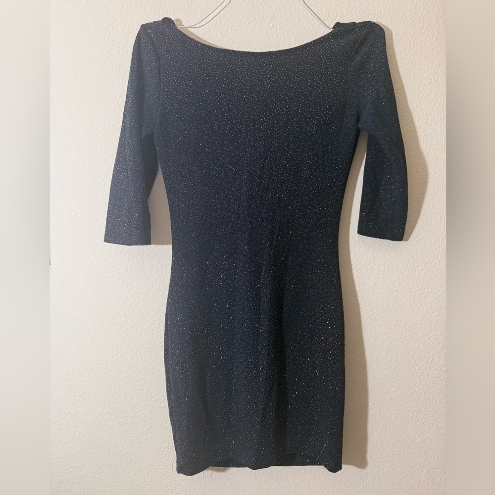 Chic Black Sparkle Long Sleeve Dress